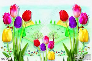 Tranh psd bếp vẽ hoa tulip