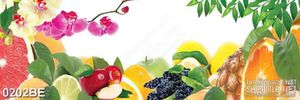 Tranh psd bếp trái cây tươi treo tường