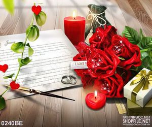 Tranh bếp bức thư tình bên bó hoa hồng in uv