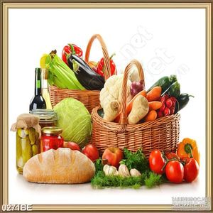 Tranh những giỏ thực phẩm trong bếp