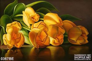 Tranh treo tường bếp bó hoa tulip vàng tươi
