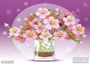 Tranh vẽ bình hoa tím trên tường bếp