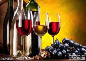 Tranh những ly rượu nho thơm ngon in bếp