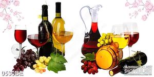 Tranh treo bếp rượu vang trái cây