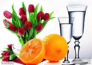 Tranh hoa và trái cây treo tường nhà bếp