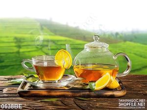 Tranh in uv trà chanh nóng treo bếp
