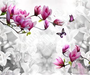 Tranh in uv cành hoa đào trên tường bếp