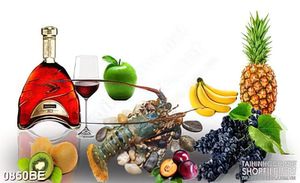 Tranh psd bếp con tôm hùm trên bàn rượu ngoại