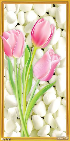 Tranh psd bếp vẽ hoa tulip sắc nét