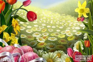 Tranh treo bếp cánh đồng hoa
