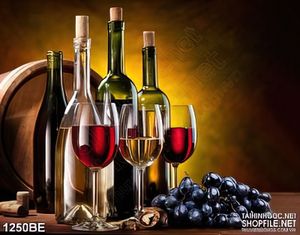 Tranh dán bếp hầm rượu vang