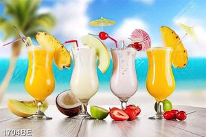 Tranh canvas treo tường bếp 4 ly sinh tố mát lạnh