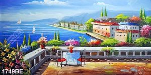 Tranh vẻ phong cảnh đẹp trang trí phòng bếp