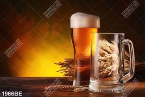 Tranh treo bếp ly bia và bông lúa mạch