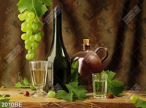 Tranh trang tri bếp đẹp rượu vang và chùm nho