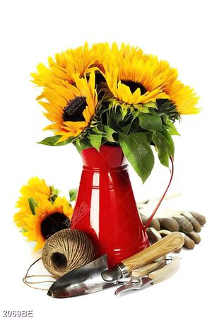 Tranh gạch bình hoa hướng dương ốp tường bếp