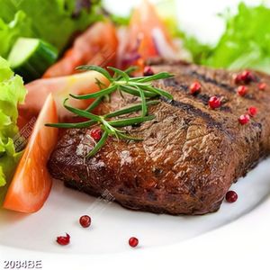 Tranh đĩa bít tết kèm salat treo tường bếp