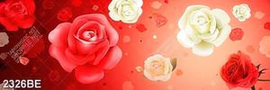 Tranh kính những bông hoa hồng và trắng treo tường bếp