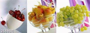 Tranh bộ 3 ly trái cây tươi treo tường bếp