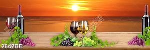 Tranh canvas rượu vang và nho tươi trang trí nhà bếp