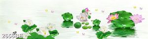 Tranh in kính hồ sen đẹp treo tường bếp