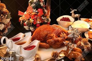 Tranh nha hang quan an bếp bàn ăn thịnh soạn đêm noel