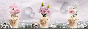 Tranh gạch ốp bếp 3 bình hoa đẹp tinh tế