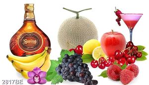 Tranh gạch chai rượu ngoại và trái cây tươi ốp tường bếp