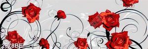 Tranh kính 3D bông hoa hồng ốp tường bếp