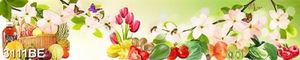 Tranh rau quả tươi và hoa trang trí tường bếp