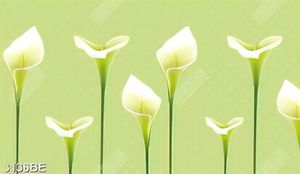Tranh kính bông hoa trắng nền xanh ốp tường bếp