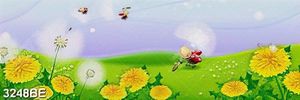Tranh in kính ốp bếp bông hoa và những chú bọ dễ thương