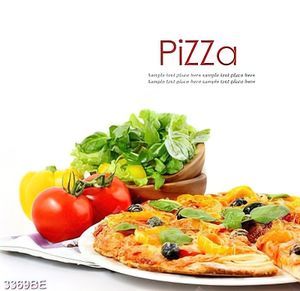 Tranh nha hang quan an bánh Piza và rau quả tươi treo phòng bếp