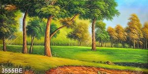 Tranh sơn dầu treo bếp rừng cây mùa thu