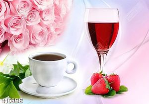 Tranh rượu và hoa hồng lãng mạn treo tường bếp