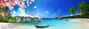 Tranh khổ ngang biển trời trong xanh treo tường bếp