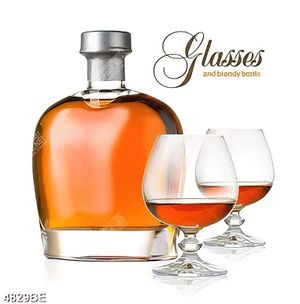 Tranh bếp glasses and brandy bottle