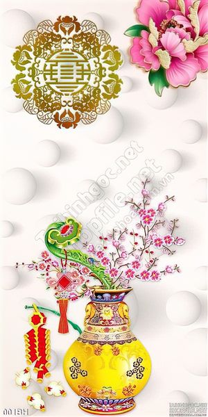 Tranh bình hoa trang trí ngày Tết