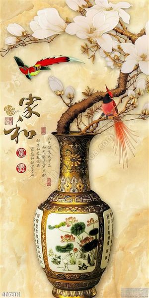 Tranh bình hoa cổ thư pháp treo tường đẹp