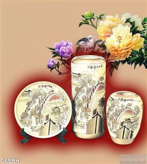 Tranh bình hoa cổ trang trí phòng khách