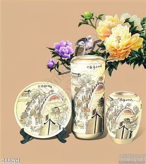 Tranh bình hoa cổ trang trí treo tường