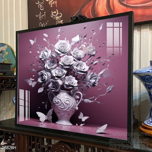 File tranh bình hoa đẹp decor tường nhà trang trí