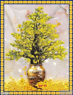 Tranh bình hoa mai đẹp độc đáo