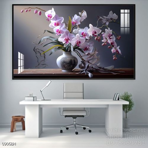 Tranh bình hoa hiện đại treo tường sang trọng ý nghĩa