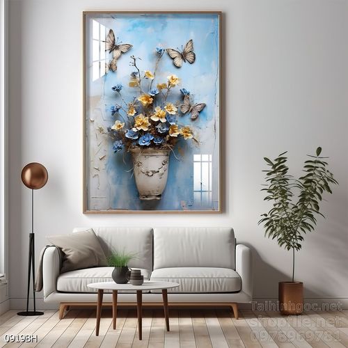 File tranh bình hoa đẹp decor tường nhà trang trí