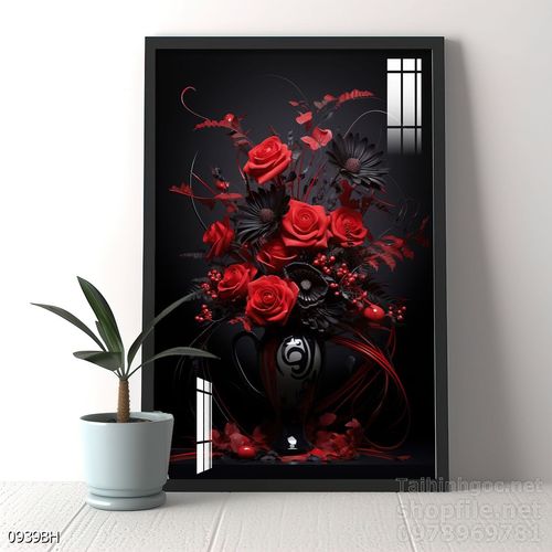 File tranh bình hoa đẹp decor tường nhà trang trí
