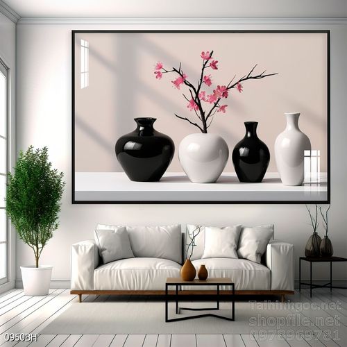 Tranh bình hoa đẹp trang trí tường