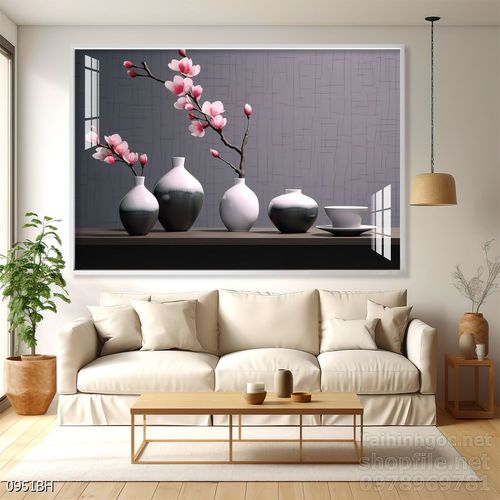 Mẫu tranh bình hoa mới nhất trang trí phòng khách, phòng ăn