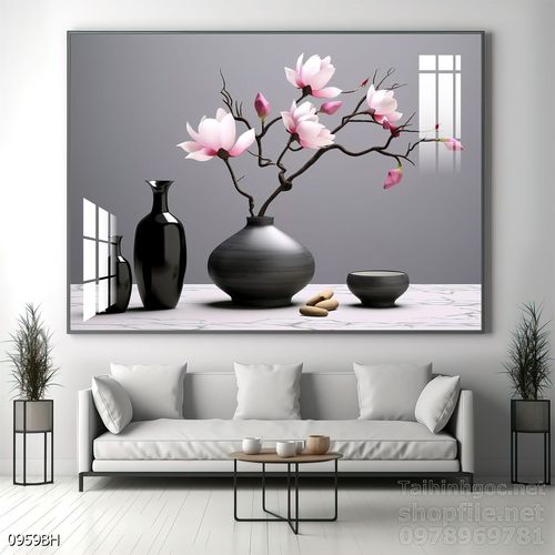 Tranh bình hoa đẹp tinh tế mẫu mới nhất