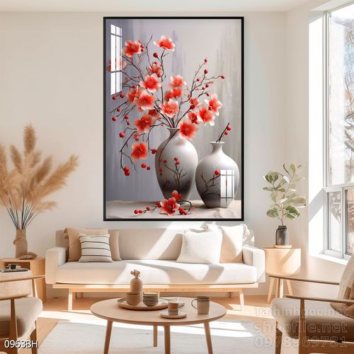 Tranh bình hoa hiện đại treo tường sang trọng ý nghĩa